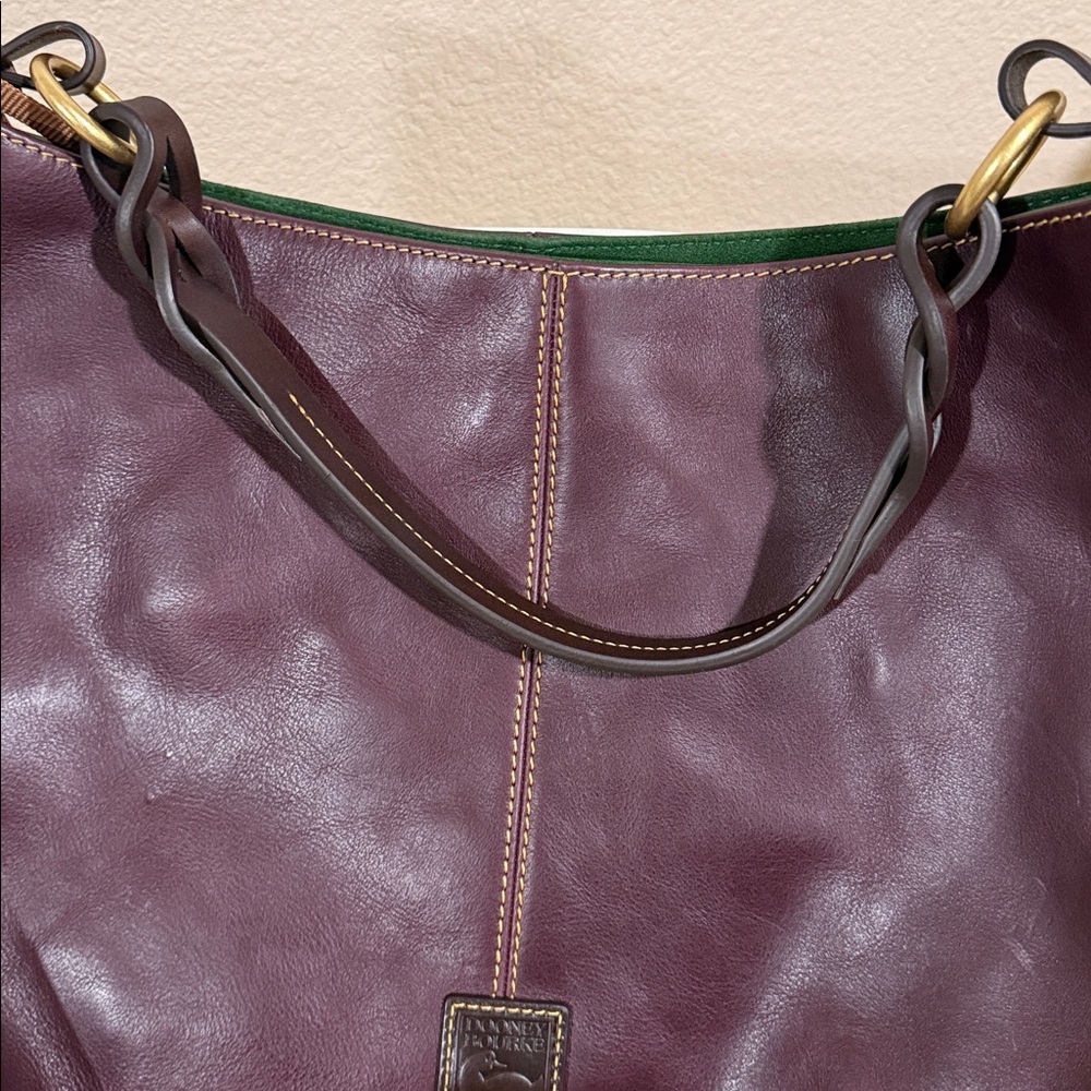 Dooney & Bourke Florentine Leather Shoulder Bag Plum Color - Picture 4 of 10